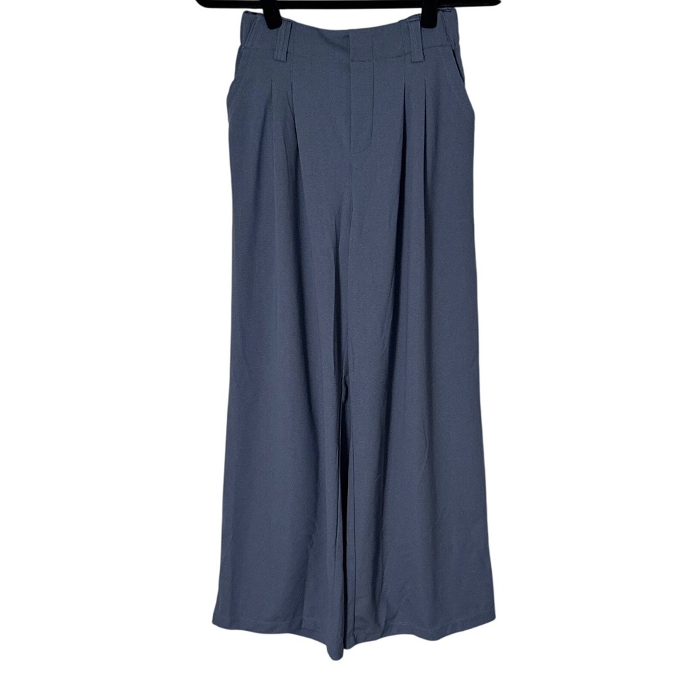 NWT Halara Flex High Waisted Pleated Wide Leg Waffle Work Pants Blue Size S - Picture 3 of 12